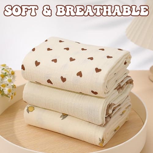3 Pcs Large Muslin Swaddle Blankets Shower Gifts For New Moms thumbnail 4
