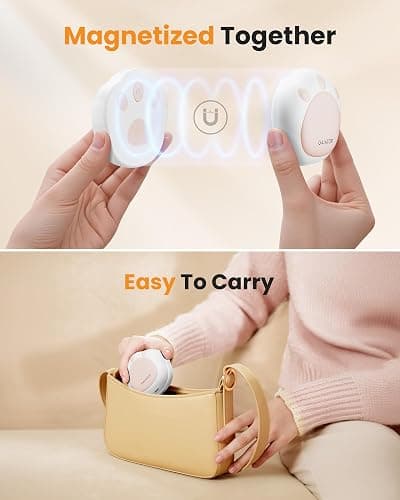 Gaiatop Hand Warmers Rechargeable, 2 Pack Cute Cat Paw Design 3 Levels Magnetic Electric Pocket Heater, Reusable Portable Hot Hands Gifts for Women Men Cat Lover Black thumbnail 4