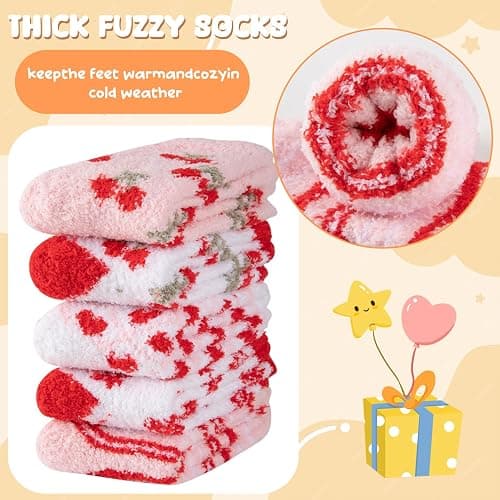 Comfoex 5 Pairs Kids Fuzzy Socks Cozy Fun Fluffy Girls Socks Best Winter Warm Gift Comfy Home For boys girls 4-14 years olds thumbnail 3
