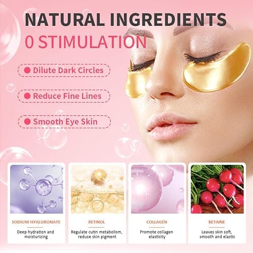 30 Pairs 24K Gold Eye Masks & Lip Masks, Crystal Collagen Gel Under Eye Patches for Puffiness and Dark Circles, Hangover Kit, Bulk Gifts, Party Favors Adults, Bachelorette Party Accessories, Skincare thumbnail 7