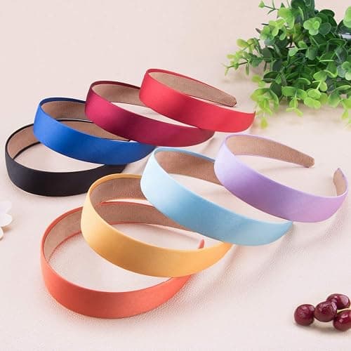 SIQUK 18 Pieces Satin Headbands 1 Inch Wide Non-slip Headband Colorful DIY Headbands for Women and Girls, 18 Colors thumbnail 4