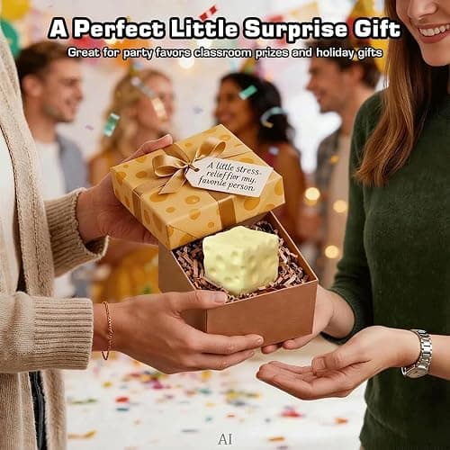 Cheese Squishy Toys, Slow Rising Stress Relief Gifts for Adults, 2.96Inch | Soft Cheese Squishy Help Calm Anxiety. Easy to Clean, Portable, Safe TPR Material. Ideal for Office Home Travel, Light Yellow thumbnail 6