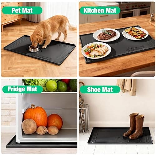 Aisslro Under Sink Mat 22" X 19", Waterproof Silicone Under Sink Mats for Kitchen, Anti-Leak Shelf Liner & Cabinet Protector with Raised Edge, [BPA Free] Bathroom Tray Home Organizer, Black thumbnail 8
