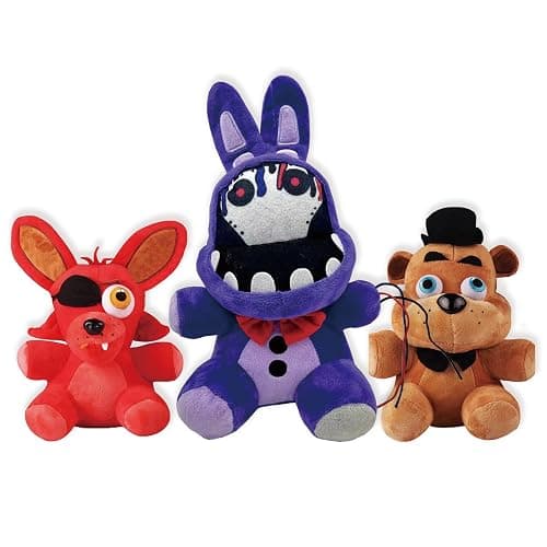 TZMAPU Fazbear Plush Foxy, Withered Purple Bunny, Stuffed Animal Figure Toys Gift for Kids, Security Breach Plush for Lovers (3PCS) - Image 1