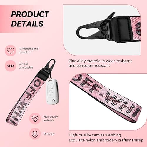 Car Key Chain, Webbing Keychain Wrist Strap, Car Key Accessories, Wallets, Jeans Trendy Letter Pendants thumbnail 2