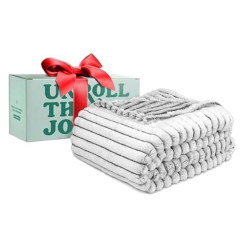 GO Premium Plush Soft Throw Blanket for Couch - Black and White Fleece Blanket for Living Room, Bedroom, Home Decor - Small Couch Blanket for Men, Women (50x60 Inches) - White With Stripes - Throw (50" x 60") - Image 1