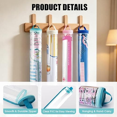 34 Inch Clear Mahjong Mat Bag,Waterproof Storage Bag for Mahjong Mat | with Hanging Strap,Organizer for Mahjong Rack,Board Games,Tripod,Multi-Purpose Storage Bag,Mint Green(Bag Only) thumbnail 3