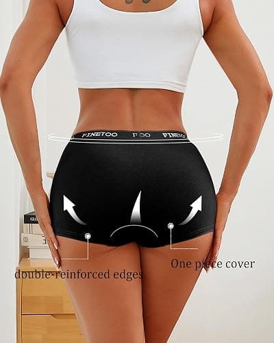 FINETOO Womens Cotton Boy Shorts Underwear Full Coverage Soft Boxer Briefs High Waisted Panties for Lady Girls 6 Pack thumbnail 5