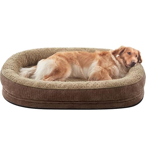 JOEJOY Orthopedic Dog Beds Large Sized Dog, XL Egg-Crate Memory Foam Pet Couch Bed with Bolster Sides, Waterproof Lining, Removable Washable Cover & Non-Slip Bottom, Brown - Image 1