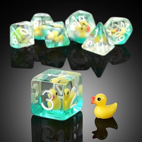 Duck DND Resin Dice, DNDND 7PCS Dungeons and Dragon Dice Set with Velvet Bag for D&D Role Playing Games and Tabletop Games（Duck thumbnail 3