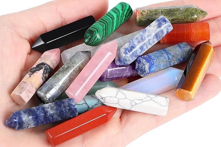 QINJIEJIE 20 PCS Healing Crystals Stones Sets Wands Bulk Natural Pocket Amethyst Crystal Rose Quartz Assorted Pointed Reiki Gemstones Polished Energy Meditation Chakra Christmas Gift Stocking Stuffers thumbnail 4
