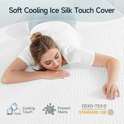 2 Inch Twin XL Size Gel Memory Foam Mattress Topper with Ice Silk Cover, High-Density Bamboo Charcoal Foam Mattress Bed Topper, Washable Cover & Pressure Relief, Soft Firmness CertiPUR-US Certified thumbnail 2