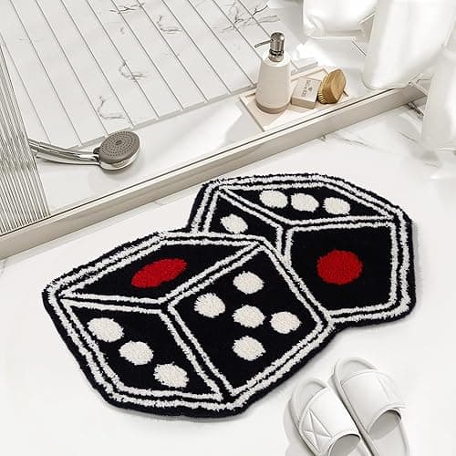 Dice Rug - 31"X23" Cool Carpet Non-Slip Flocking Floor Bath Mat for Living Room Decor, Alt Room Decor Soft Y2K Rugs Hypebeast Doormat for Bedroom thumbnail 4