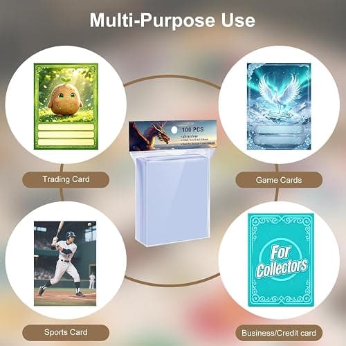 600 Counts Soft Clear Perfect Fit Card Sleeves for Trading Cards, Exact Fit Protector for TCG, Sports (Basketball, Baseball, Football) and Collectible Cards,Plastic Penny Sleeves(600) thumbnail 3