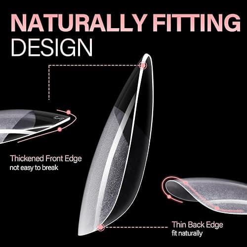 AILLSA Short Oval Nail Tips Full Cover Clear Gelly Nails Tip Half Matte Acrylic Tips Pre-Filed Fake Press on Nail Tips for Extension Home DIY Salon Manicure 216PCS 12 Sizes thumbnail 2
