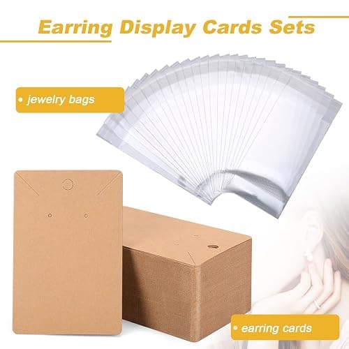 ovsor Works Great 500 Pcs Earring Display Cards - Well-made Earring Cards with Good Paper Quality, Plus Clear 500 Pcs Packaging Bags That Don't Tear Easily, for Earrings Necklace Jewelry Packaging thumbnail 2