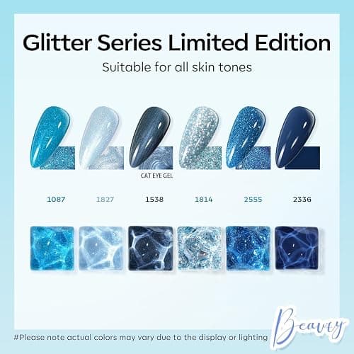 Modelones Gel Nail Polish 6 Colors Blue Glitter Galaxy Dark Blue 9D Cat Eye Gel Polish with Magnet Shimmer Pearl Soak Off Led Nail Art DIY Salon Gift For Women thumbnail 2