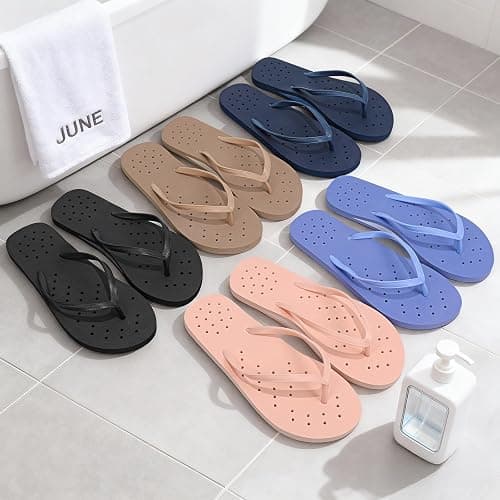 STQ Shower Shoes Women Quickly Dry Arch Support Flip Flops Non Slip Beach Pool Dorm Thong Sandals with Drain Holes thumbnail 7