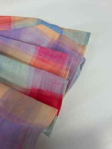 CHARTOU Women Multicolour Plaid Ruffle Elastic Waist Flowy Long Skirt Summer Ruche Color Block Gingham Skirt thumbnail 6