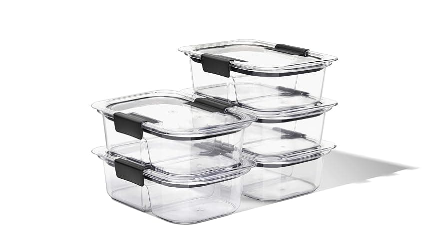 Rubbermaid Brilliance Meal Prep Containers, 2-Compartment Food Storage Containers, 2.85 Cup, 5-Pack, BPA-Free, Clear/Grey thumbnail 3