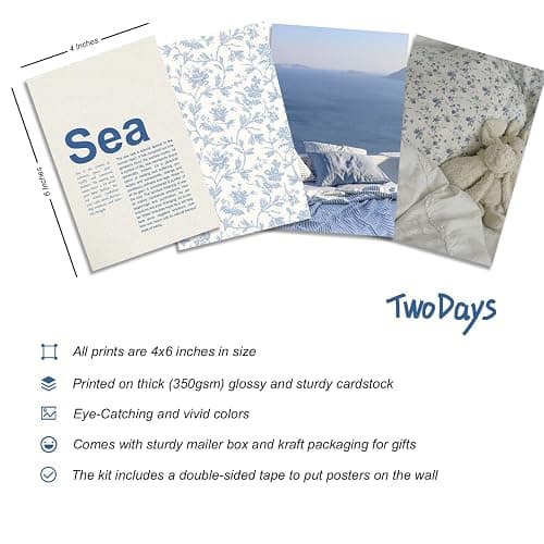 TwoDays Coastal Granddaughter Room Decor, Beachy Aesthetic Wall Collage Kit, Coastal Cowgirl Wall Art Prints for Teen Girls Bedroom, Beach Artwork. (Set of 50, 4" × 6") thumbnail 2