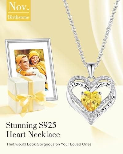 S925 Sterling Silver Necklace for Women, Wife Jewelry Rose Gold, Mom Birthday Valentines Mothers Day Gifts, Girlfriend Necklaces, Daughter Heart Jewel, Anniversary for Her thumbnail 3
