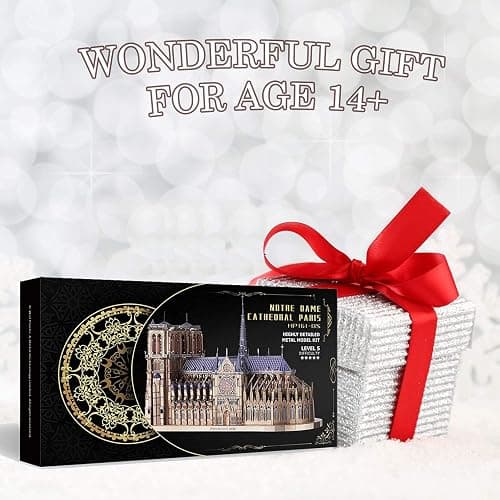 Piececool 3D Metal Puzzles for Adults and Teens, Notre Dame De Paris Church Metal Model Kit, Challenge French Cathedral Brain Teaser Architecture Building Blocks Puzzle, 382 Pcs thumbnail 8