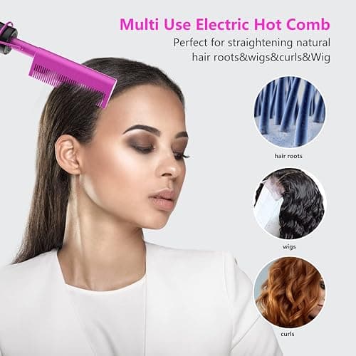 DAN Technology Dual Voltage Ceramic Pressing Comb - 450°F Fast Heating Mini Straightener for Lace Front Wigs and Black Women's Hair thumbnail 8