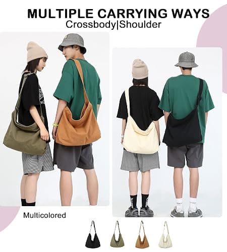 BASICPOWER Canvas Messenger Bag, Hobo Crossbody Shoulder Tote Bags Lightweight for Women and Men thumbnail 2