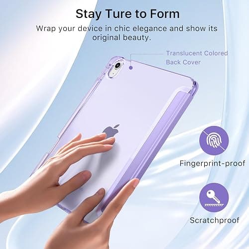 MoKo for iPad (A16) 11th Generation Case 11 Inch 2025, iPad 10th Generation Case 10.9 Inch 2022 with Pencil Holder, Slim Light Trifold Protective Cover with Hard PC Translucent Back Shell, Lilac thumbnail 5