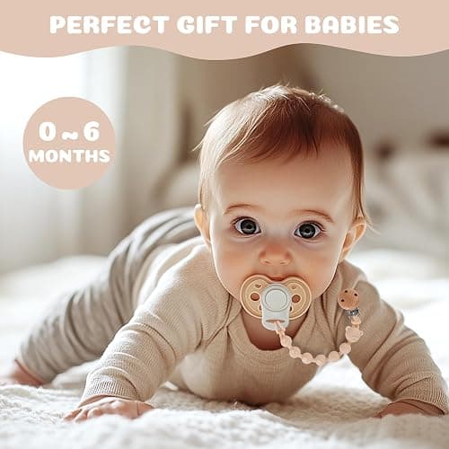 EARLY MINDS 3er-Pack Schnullerketten Aus Silikon, Einteiliges Design Schnullerkette für Baby, Schnullerkette Silikon für Mädchen & Jungen, BPA-frei, Elastisch und Robust (Creme Sand Hellgrau) thumbnail 7