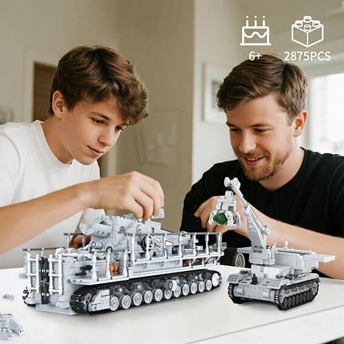 Karl Heavy Mortar Tank Building Block Set 2875 Pieces, Compatible with Lego Military Army Set for Adults WW2 German Mortar Model Kit with Ammo Tractor, 1: 26 Scale Vehicles Model Home Decor thumbnail 7