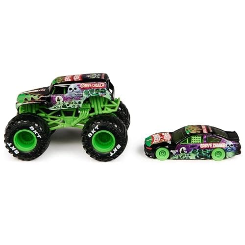 Monster Jam Official 1:64 Scale Diecast 2-Pack Series 5 Monster Truck and Race Car: Grave Digger thumbnail 4