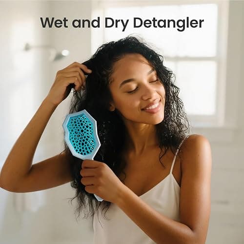 AIMIKE Glacier Detangling Brush, Pain-Free Detangler Brush for Curly Hair Wet & Dry Use, Glide Through Tangles with Ease, Vented Hairbrush for Women's 2c to 4c Curls, Blue thumbnail 5