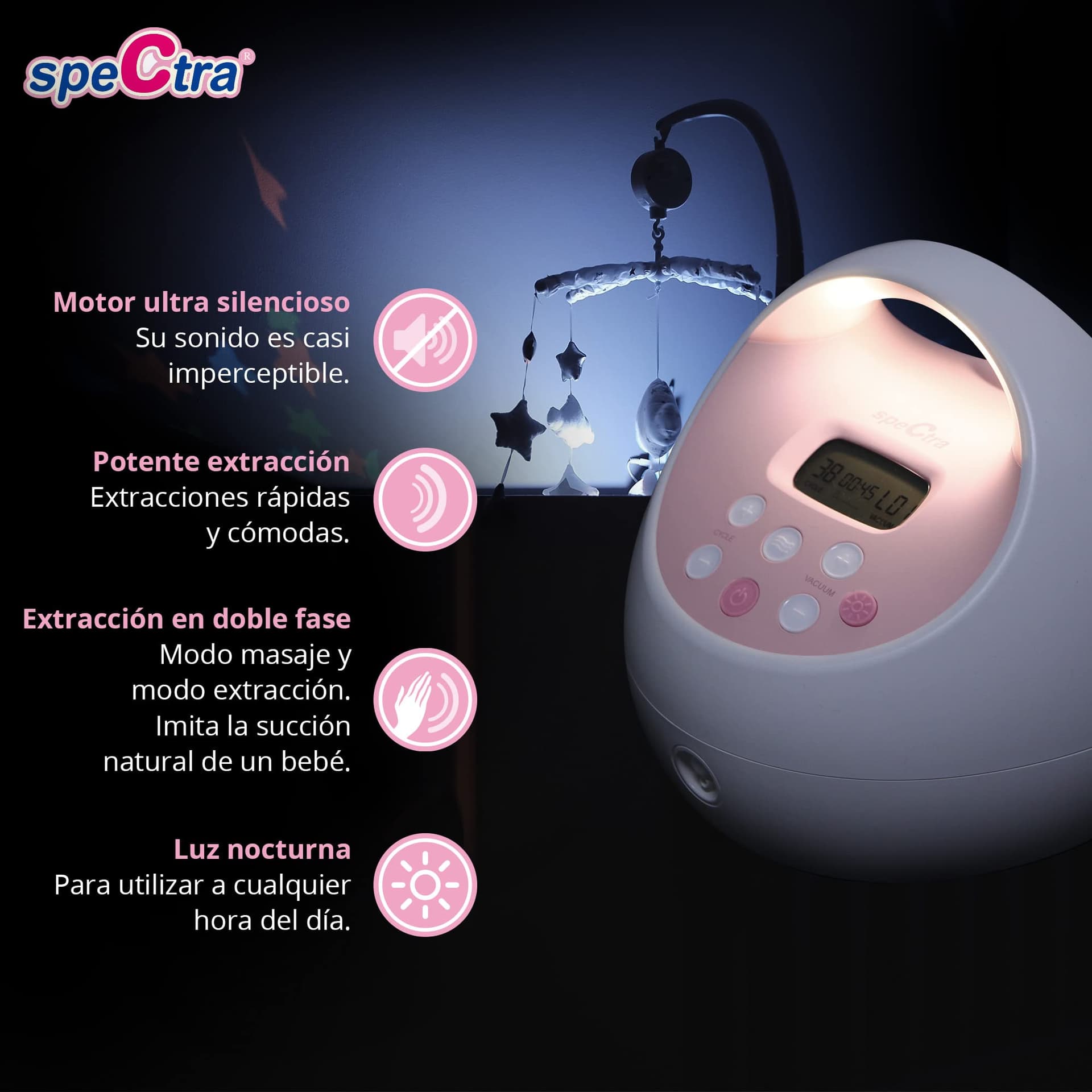 Extractor Spectra S2 Plus | Spectra Extractor de Leche Electrico Doble | Extractor Grado Hospitalario | Saca Leche Electrico Doble Sistema Cerrado | Sacaleches Electrico, Kit Extracción Leche Materna thumbnail 3