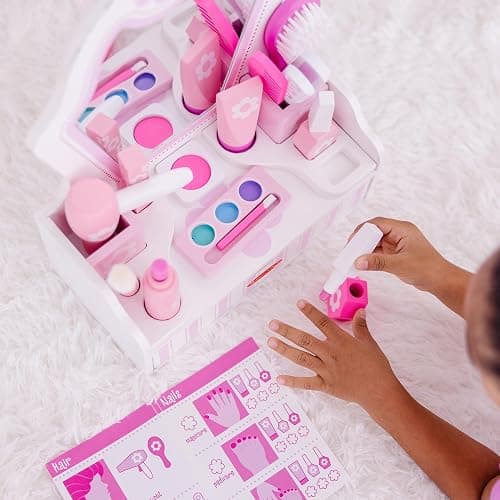 Melissa & Doug Wooden Beauty Salon Play Set, 18-Piece Vanity with Pretend Play Toys, Makeup, Mirror, Accessories & More, Preschool Toys for Girls & Boys Ages 3+ - FSC Certified thumbnail 2