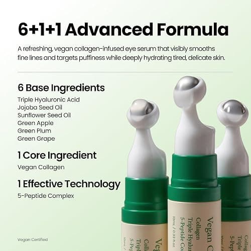 AXIS-Y Vegan Collagen Eye Serum with 2% Niacinamide, Peptides, 0.33 fl. oz. | Vegan Korean Eye Cream with Cooling Roller for Wrinkles, Fine Lines, Dark Circles, Puffiness & Deep Hydration thumbnail 7