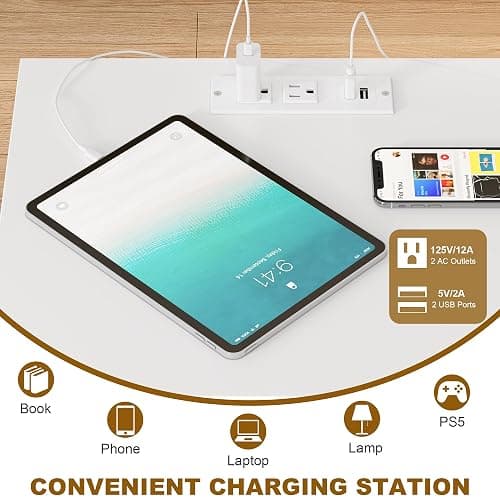 FOTOSOK White Nightstand, 26" H Night Stand with Charging Station, White Nightstand with USB Ports & Power Outlets, Silent Slides, Wooden End Side Table Bedside Table with 3 Drawers for Bedroom thumbnail 4