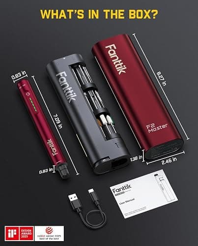 Fanttik F2 Master Mini Cordless Rotary Tool Kit, NeoPulse Motor, 5 Speed, 25000 RPM, Revostor Hub, 35 Accessories, Engraving Pen, for 3D Printer Sanding, Polishing, Drilling, Carving, DIY Crafts - Red thumbnail 2