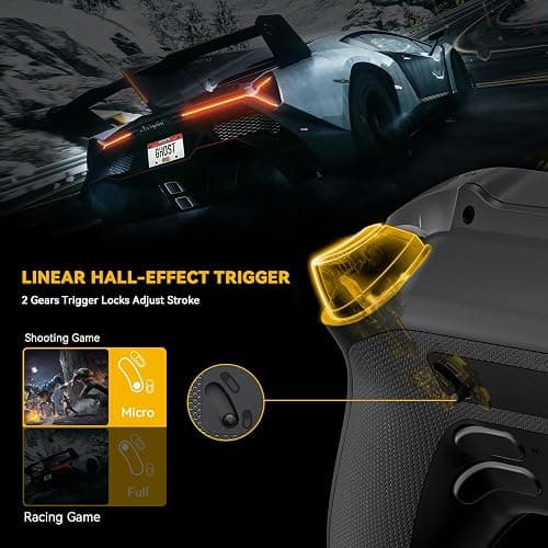ManbaOne Interactive Screen Wireless Gaming Controller for PC/Switch/Switch 2/iOS/Android,Hall Effect Stick & Trigger,RGB Lighting,Remappable Buttons,1800mAh with Charging Dock (Black) thumbnail 4