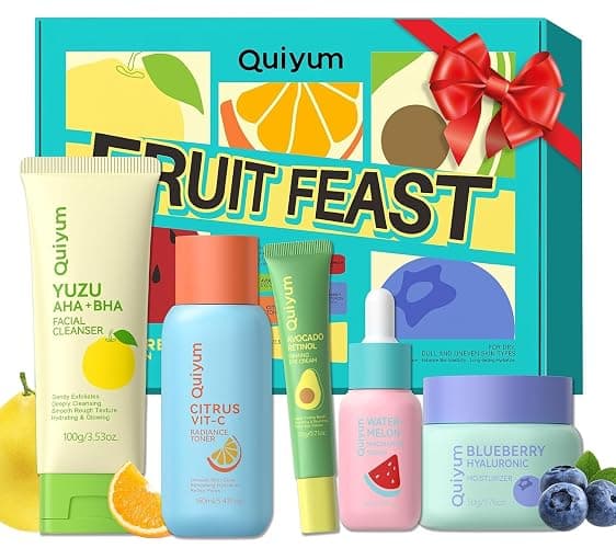 Fruit Skin Care for Teens, 5 Daily Routine Beauty Skin Care Sets - Exfoliation, Smooth, Clean, Oil Control, Firm, Hydrate, Glow Up, Skincare Gift Set for Girls Women, Facial Travel Set, for All Skin - Image 1