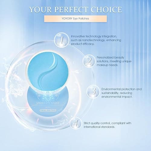 YOYORY Under Eye Patches Masks - for Dark Circles, Puffy Eyes, Fine Lines, Wrinkles, Eye Bags Treatment with Collagen and Hyaluronic Acid,Firming & Cooling, Moisturizing and Hydrating (60 Pcs) Blue thumbnail 8
