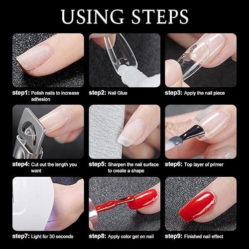 LoveOurHome 600pc Almond Nail Tips Extra Short Fake Nails Clear Press on Nails Short XS Stiletto False Nail Tip Full Cover Soft Gel Artificial Fingernails for Gel Acrylic Nails Extension thumbnail 6