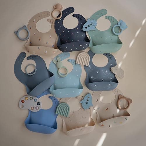 Mushie Baby Silicone Bib | Adjustable Fit Waterproof Bibs | Easy Wipe Baby Feeding Bibs | 4 Adjustable Sizes with Deep Front Pockets | 100% BPA and Phthalate Free thumbnail 6