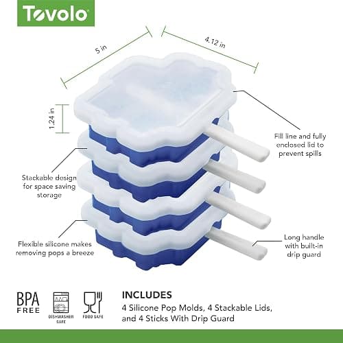 Tovolo Truck Popsicle Mold Pack of 4 Silicone Ice Pop Makers with Sticks for Kids, Stackable Construction Vehicle Shaped Frozen Treats, BPA Free Dishwasher Safe Truck Molds for Popsicles thumbnail 2