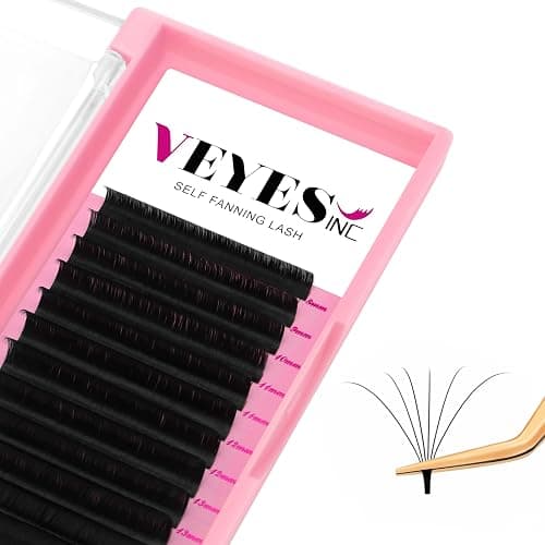 VEYES INC Easy Fan Volume Lash Extensions 03 05 07 J/B/L/C/CC/D/DD Curl 8-25mm Mixed & Single Length Tray, Matte Black Self Fanning Eyelashes, Professional Supplies for Lash Techs (0.05 D 8-16mm) - Image 1