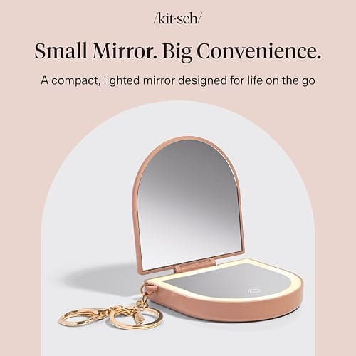 Kitsch Compact Mirror Keychain – Travel Makeup Mirror with Lights, Small Lighted Dual-Magnification Pocket Mirrors, USB-Rechargeable, Ideal for Your Touch-Ups While On Travel – Terracotta thumbnail 9