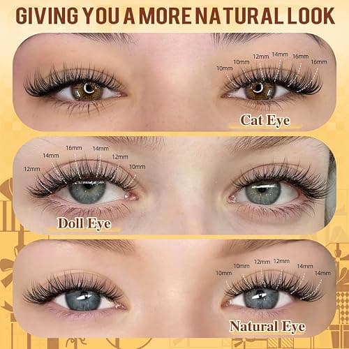 QUEWEL Lash Clusters Wispy Eyelash Clusters 300 Pcs Natural Cluster Eyelash Extensions C Curl, Mixed Length 10-16mm DIY Individual Lashes Cluster at Home for Countless Stunning Looks (QU45) thumbnail 4