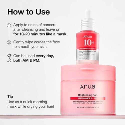 Anua Niacinamide 5 TXA Toner Pads – Hydrating Facial Pad for Even-Looking Skin Tone & Daily Radiance Care, Glow up Under-Eye with Tranexamic Acid, Korean Skin Care (210ml, 60 Pads) thumbnail 7