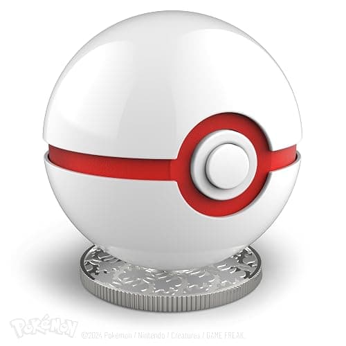 The Wand Company Pokémon Trainer Mini Poké Ball Range of Authentic Replicas - Realistic, Electronic, Die-Cast Poké Ball with Display Stand Light Features (Mini Premier Ball) thumbnail 4